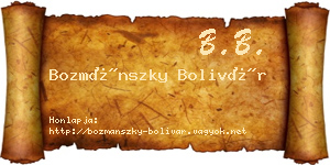 Bozmánszky Bolivár névjegykártya